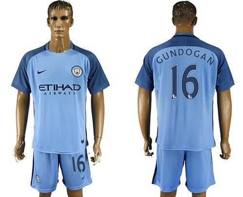 Manchester City #16 Gundogan Home Soccer Club Jersey
