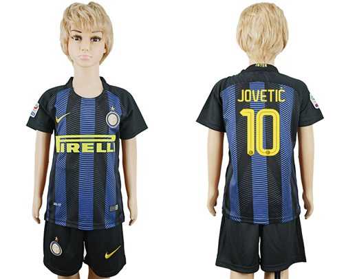 Inter Milan #10 Jovetic Home Kid Soccer Club Jersey