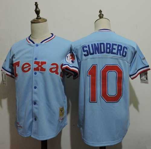Mitchell And Ness Texas Rangers #10 Jim Sundberg Light Blue Throwback Stitched Baseball Jersey