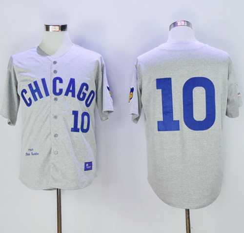 Mitchell and Ness Chicago Cubs #10 Ron Santo Stitched Grey Throwback Baseball Jersey