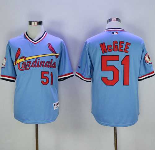 St.Louis Cardinals #51 Willie McGee Blue Cooperstown Throwback Stitched Baseball Jersey