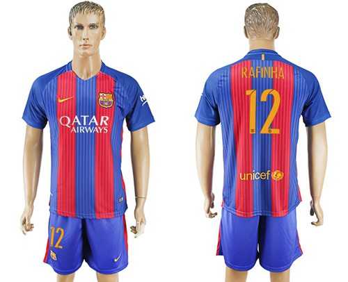 Barcelona #12 Rafinha Home Soccer Club Jersey