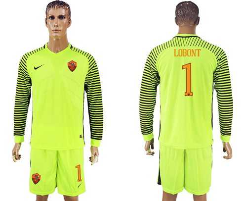 Roma #1 Lobont Green Goalkeeper Long Sleeves Soccer Club Jersey