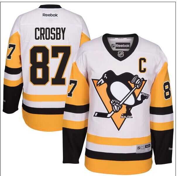 Men's Pittsburgh Penguins Sidney Crosby Reebok White Premier Jersey