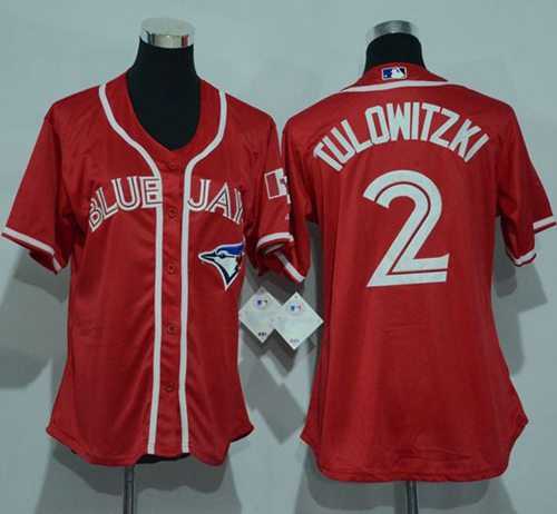 Women's Toronto Blue Jays #2 Troy Tulowitzki Red Canada Day Stitched Baseball Jersey Women's Toronto Blue Jays #2 Troy Tulowitzki Red Canada Day Stitched Baseball Jersey
