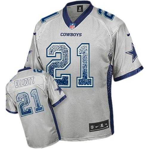 Youth Nike Dallas Cowboys #21 Ezekiel Elliott Grey Stitched NFL Elite Drift Fashion Jersey