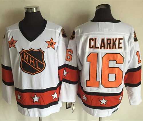 Philadelphia Flyers #16 Bobby Clarke White Orange All Star CCM Throwback Stitched NHL Jersey
