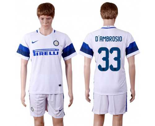 Inter Milan #33 Dambrosio White Away Soccer Club Jersey