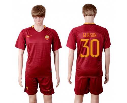 Roma #30 Gerson Red Home Soccer Club Jersey