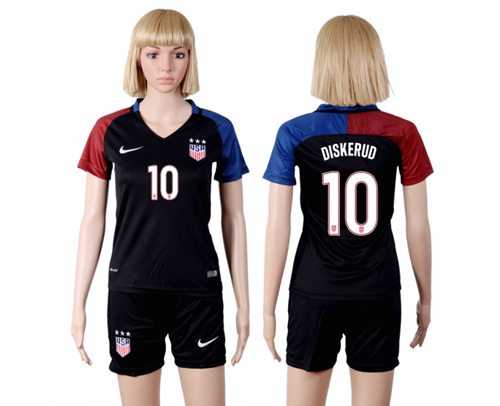 Women's USA #10 Diskerud Away Soccer Country Jersey