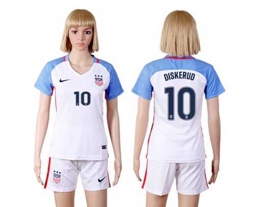 Women's USA #10 Diskerud Home Soccer Country Jersey