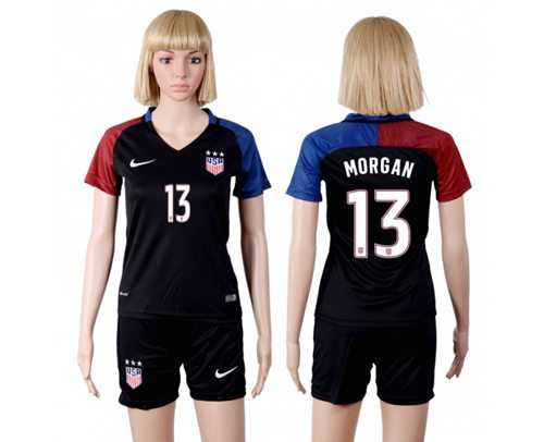 Women's USA #13 Morgan Away Soccer Country Jersey