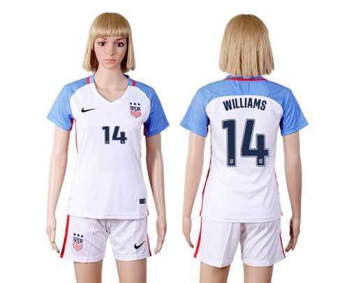 Women's USA #14 Williams Home Soccer Country Jersey