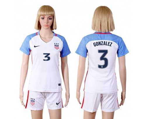 Women's USA #3 Gonzalez Home Soccer Country Jersey