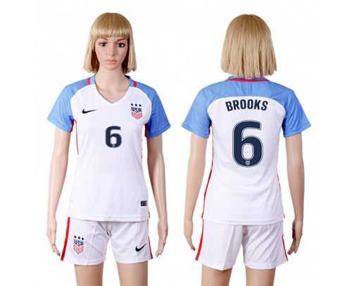 Women's USA #6 Brooks Home Soccer Country Jersey