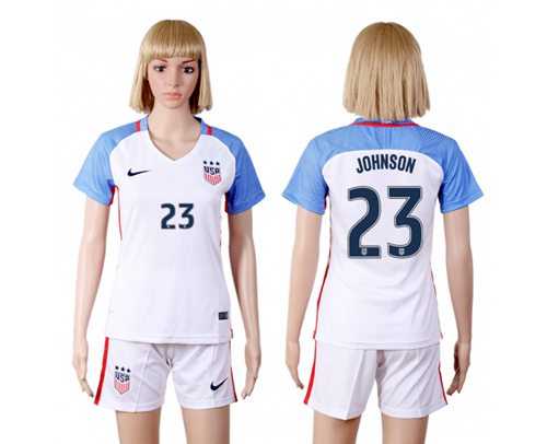 Women's USA #23 Johnson Home Soccer Country Jersey