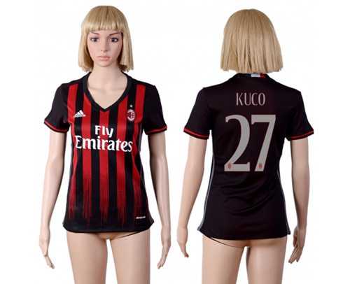 Women's AC Milan #27 Kuco Home Soccer Club Jersey