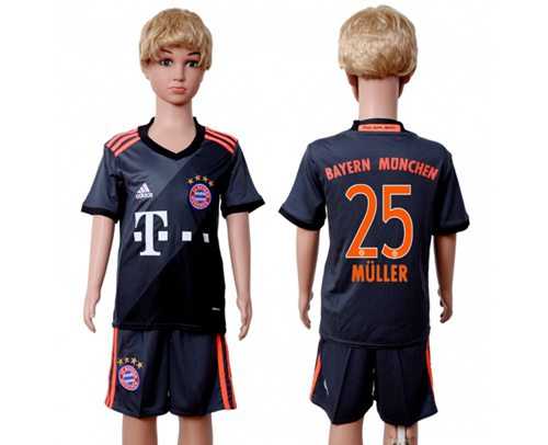 Bayern Munchen #25 Muller Away Kid Soccer Club Jersey