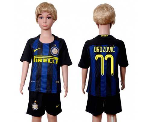 Inter Milan #77 Brozovic Home Kid Soccer Club Jersey