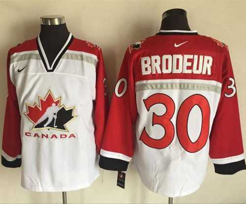 Team CA. #30 Martin Brodeur White Red Nike Throwback Stitched NHL Jersey
