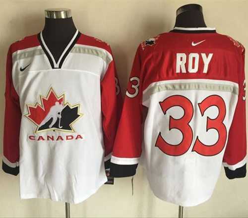 Team CA. #33 Patrick Roy White Red Nike Throwback Stitched NHL Jersey