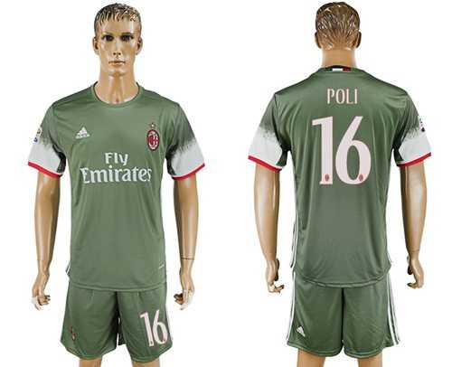 AC Milan #16 Poli Sec Away Soccer Club Jersey