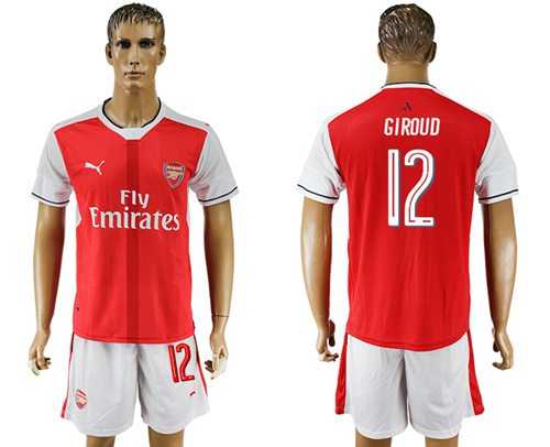 Arsenal #12 Giroud Champions League Home Soccer Club Jersey