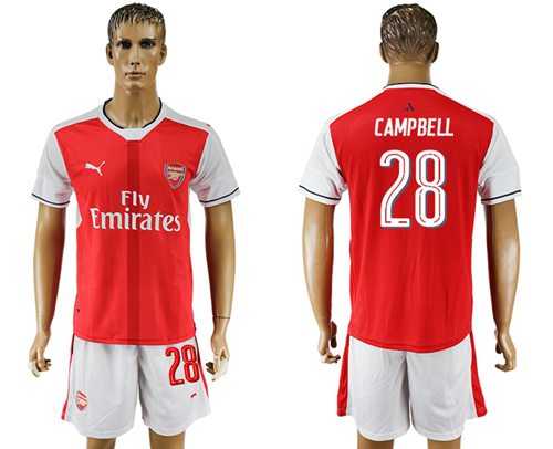Arsenal #28 Campbell Champions League Home Soccer Club Jersey