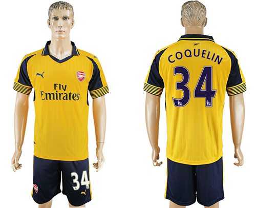 Arsenal #34 Coquelin Away Soccer Club Jersey