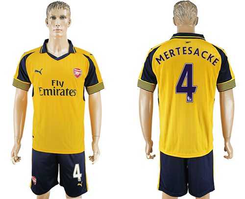 Arsenal #4 Mertesacker Away Soccer Club Jersey
