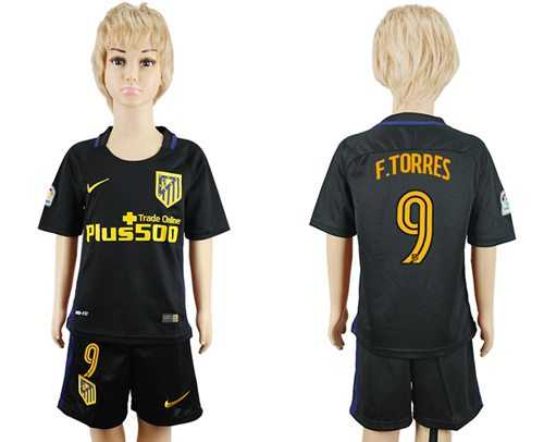 Atletico Madrid #9 F.Torres Away Kid Soccer Club Jersey