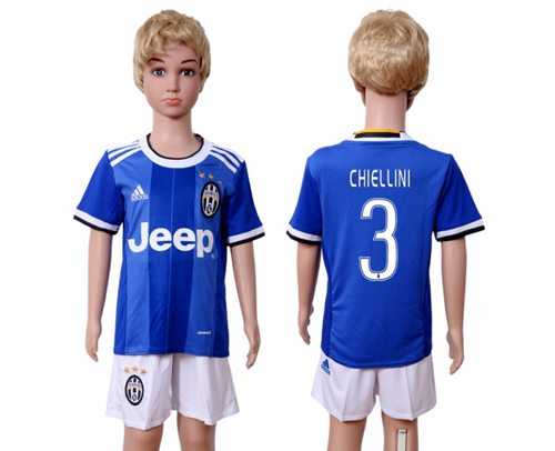 Juventus #3 Chiellini Away Kid Soccer Club Jersey