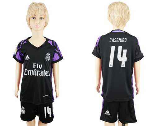 Real Madrid #14 Casemiro Black Kid Soccer Club Jersey