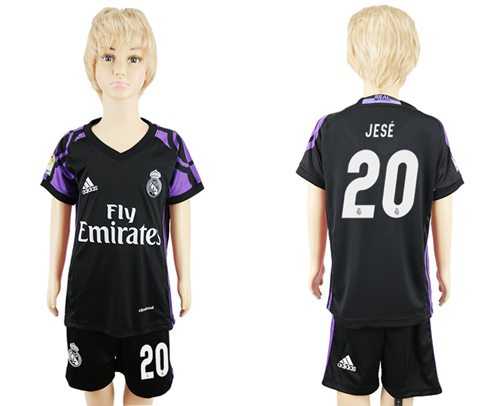 Real Madrid #20 Jese Black Kid Soccer Club Jersey