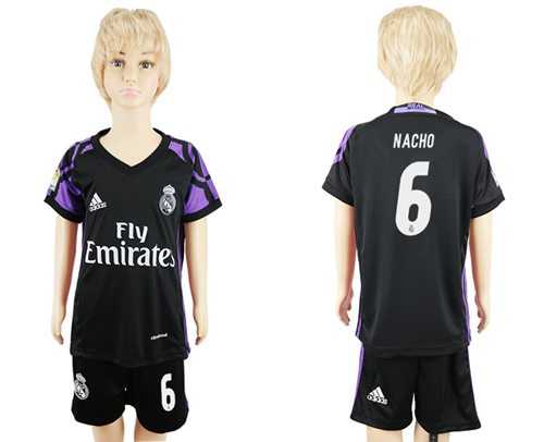Real Madrid #6 Nacho Black Kid Soccer Club Jersey