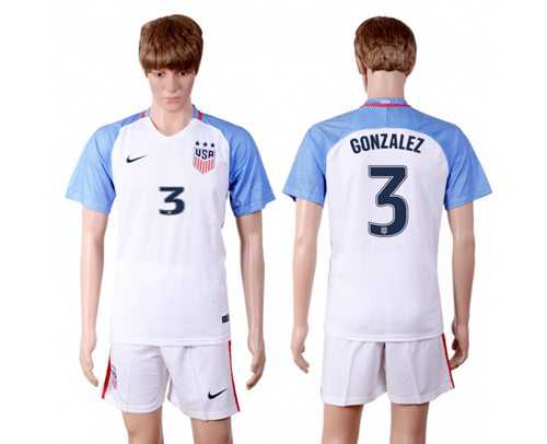 USA #3 Gonzalez Home(Three Star) Soccer Country Jersey