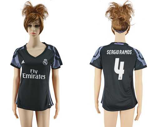 Women's Real Madrid #4 Sergio Ramos Sec Away Soccer Club Jersey