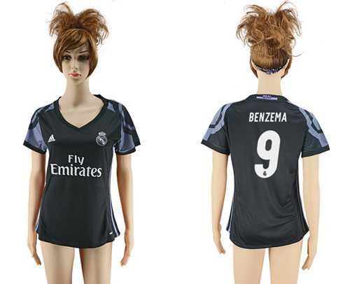 Women's Real Madrid #9 Benzema Sec Away Soccer Club Jersey