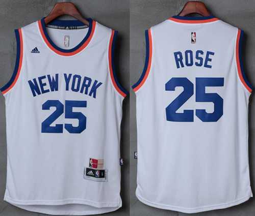 New York Knicks #25 Derrick Rose New White Stitched NBA Jersey