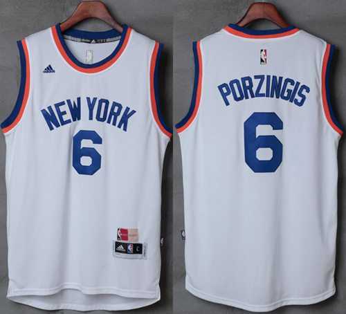 New York Knicks #6 Kristaps Porzingis New White Stitched NBA Jersey