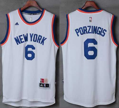 New York Knicks #6 Kristaps Porzingis New White Stitched NBA Jersey New York Knicks #6 Kristaps Porzingis New White Stitched NBA Jersey