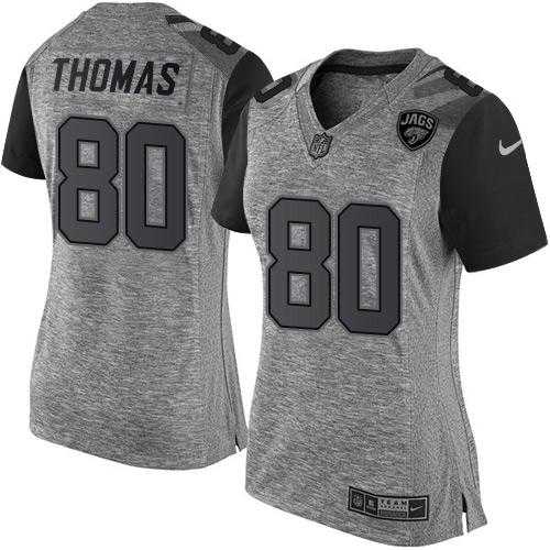 Women's Nike Jacksonville Jaguars #80 Julius Thomas Gray Stitched NFL Limited Gridiron Gray Jersey
