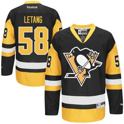 Men's Pittsburgh Penguins #58 Kris Letang Reebok Black Premier Jersey