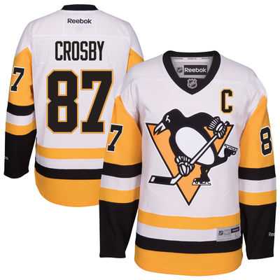 Men's Pittsburgh Penguins #87 Sidney Crosby Reebok White Away Premier Player Jersey