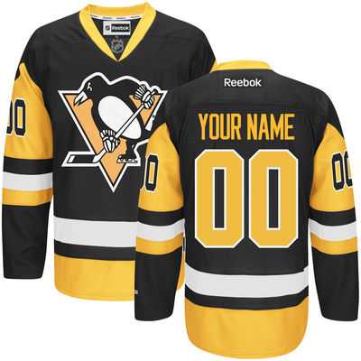 Men's Pittsburgh Penguins Reebok Black Premier Alternate Custom Jersey