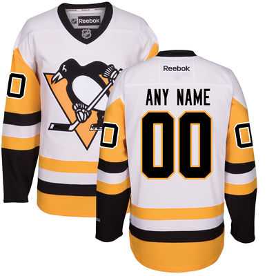 Men's Pittsburgh Penguins Reebok White Away Premier Custom Jersey