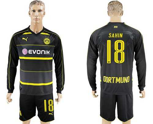 Dortmund #18 Sahin Away Long Sleeves Soccer Club Jersey