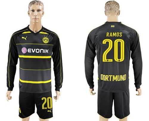 Dortmund #20 Ramos Away Long Sleeves Soccer Club Jersey