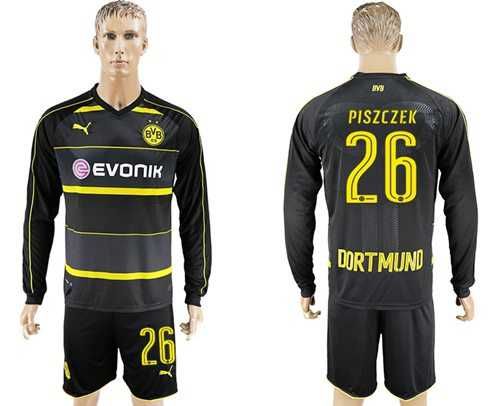 Dortmund #26 Piszczek Away Long Sleeves Soccer Club Jersey
