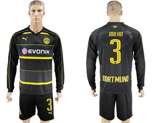 Dortmund #3 Joo Ho Away Long Sleeves Soccer Club Jersey